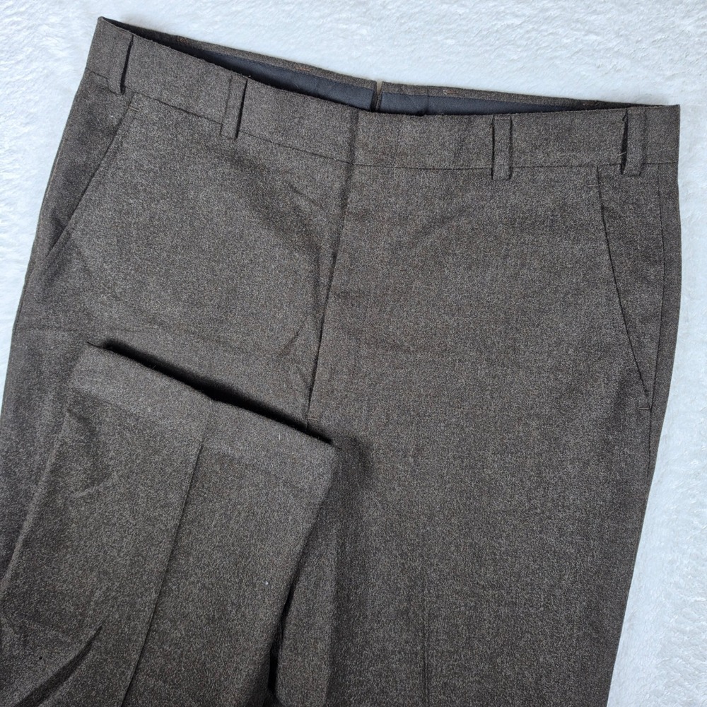 Brooks Brothers Mens 34/29 Brown Flannel Wool Cuffed Flat Front Dress Pants USA